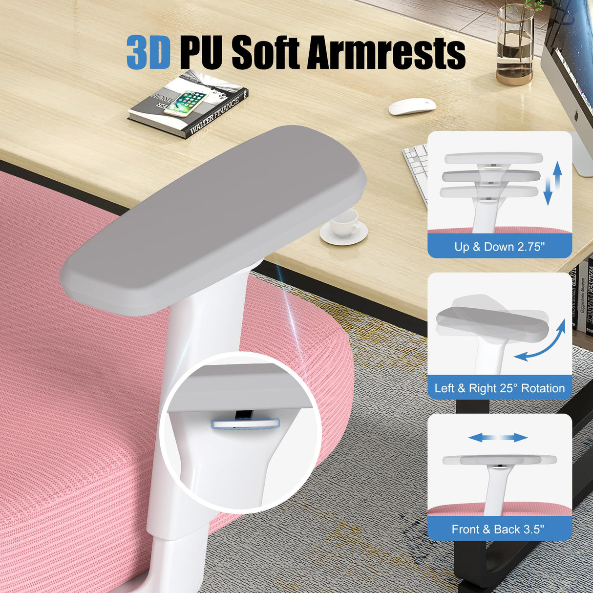 Ergonomic Office Chair with Adjustable Lumbar Support and 3D Arms