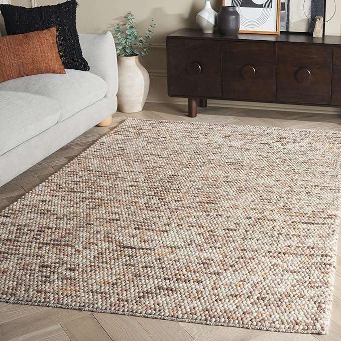 Natura Collection Area Rug - 9' x 12', Beige, Handmade Wool, Ideal for High Traffic Areas
