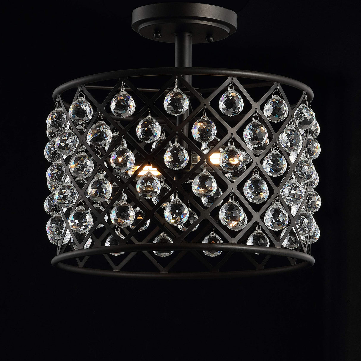 Gabrielle 14.5" Crystal/Metal LED Semi-Flush Mount, Contemporary,Transitional,Glam