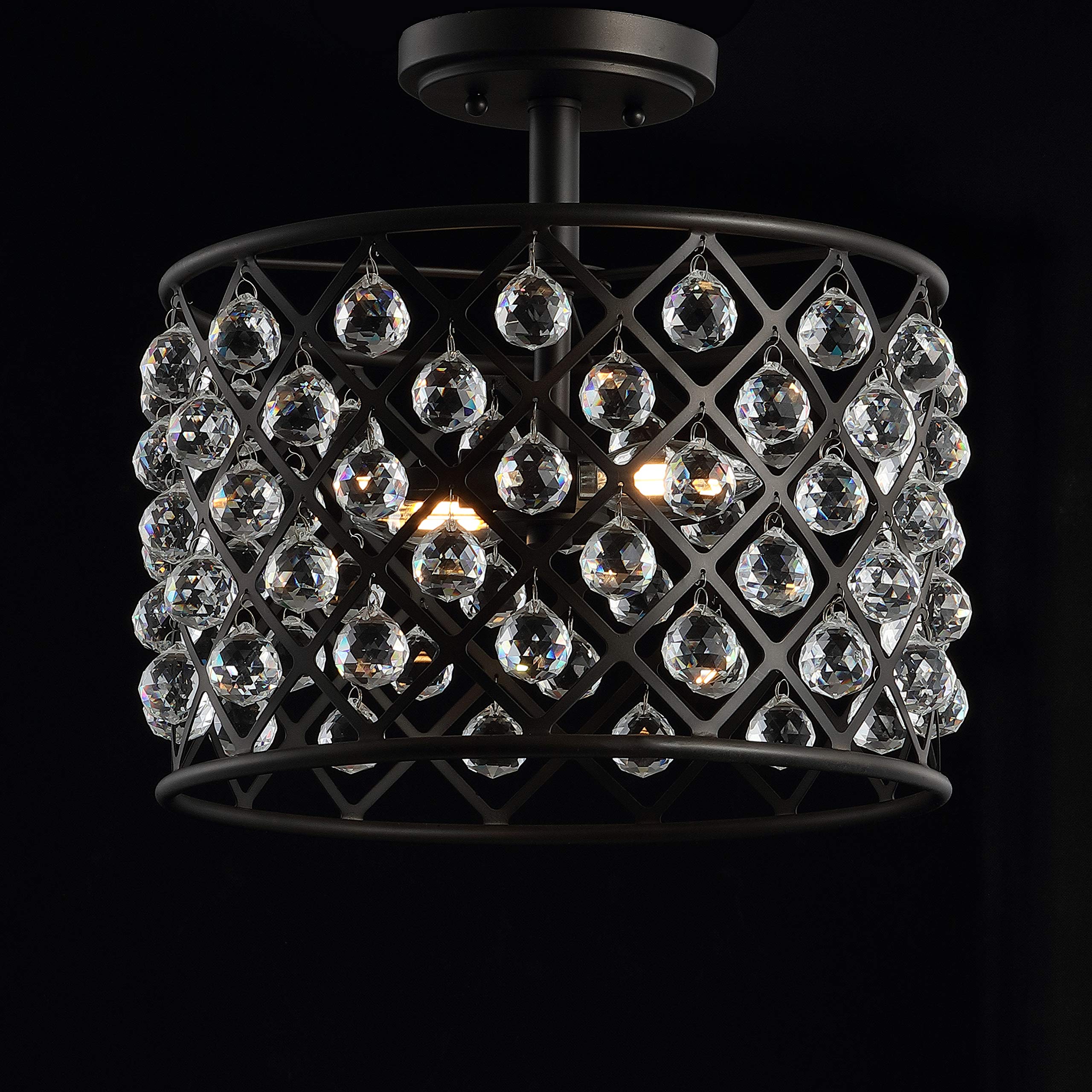 Gabrielle 14.5" Crystal/Metal LED Semi-Flush Mount, Contemporary,Transitional,Glam