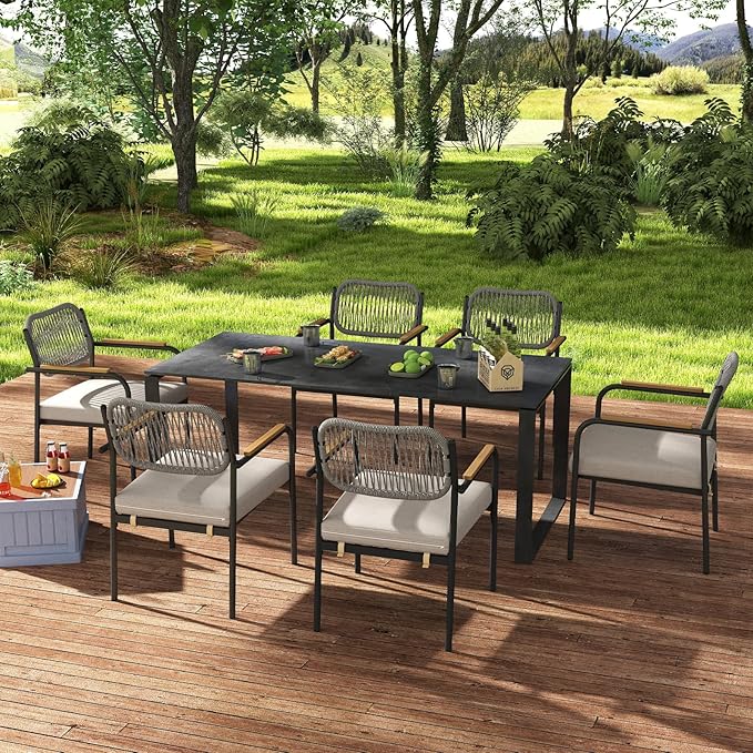 Dining Chairs, Patio Dining Chair Set of 6 with Backrest