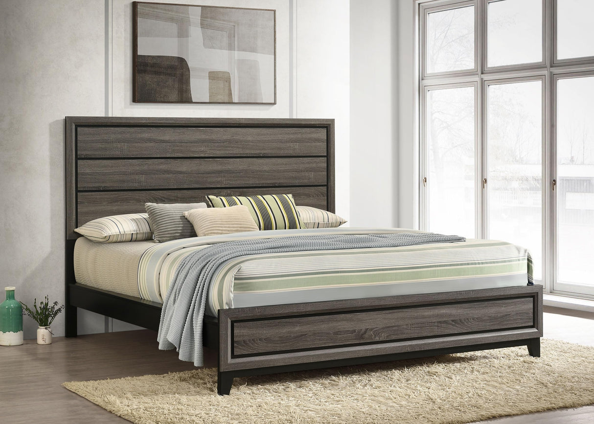 Watson Transitional Wood California King Size Panel Bed Frame 57-inch Headboard Grey