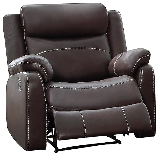 Leather Manual Reclining Sofa, 3 Seat Recliner Sofa Chair with Overstuffed Armrest and