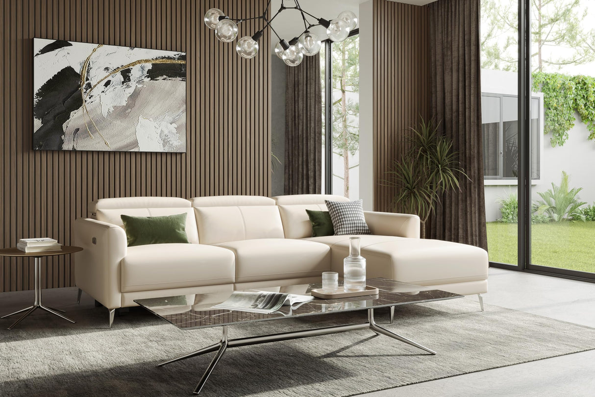 Andria Leather Reclining Sectional Sofa, 3 Seater Couch