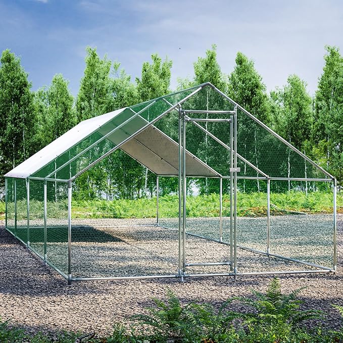 SafeSpire Metal Chicken Coop – Spire Roof, PVC Wire Mesh & Waterproof Cover