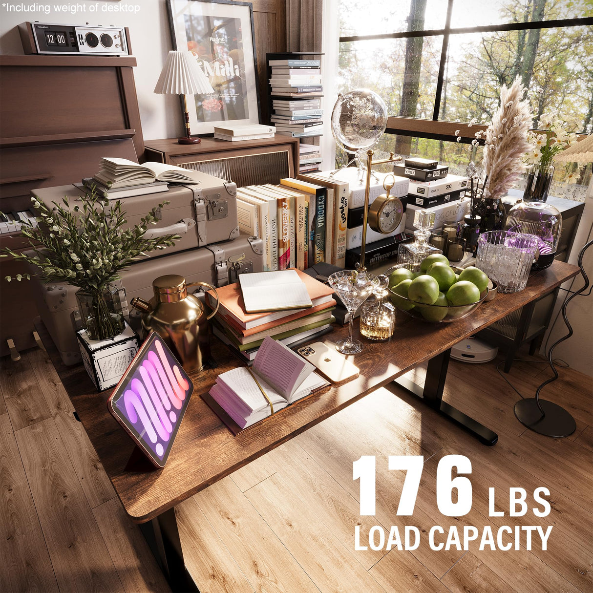 Electric Standing Desk, Height Adjustable Desk 55x 24 Inches, Ergonomic Home Office Sit Stand Up Desk with Memory Preset Controller (Black Frame/Rustic Brown Top)