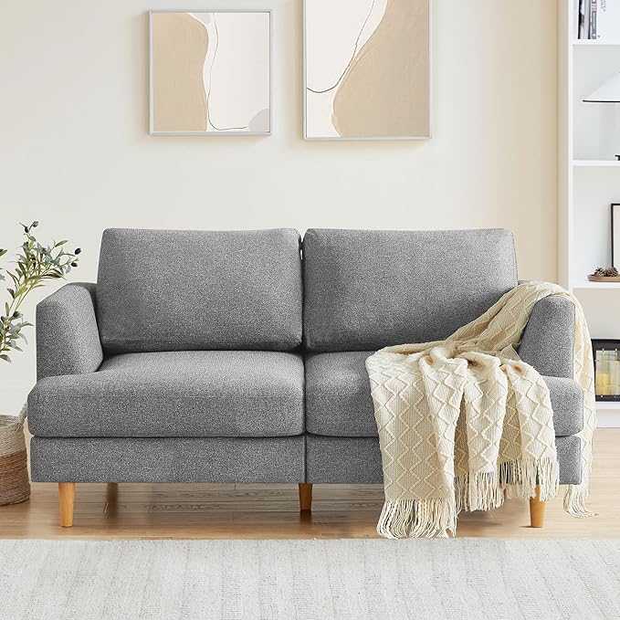 Sofa with Deep Seats, 65" Mid Century Modern Sofa