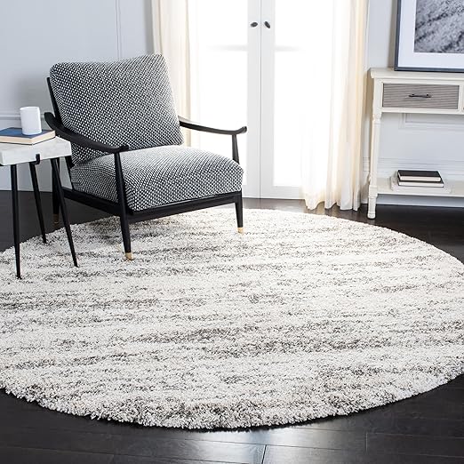 Hudson Shag Area Rug 6' x 9' - Ivory & Beige Modern Non-Shedding Plush Carpet