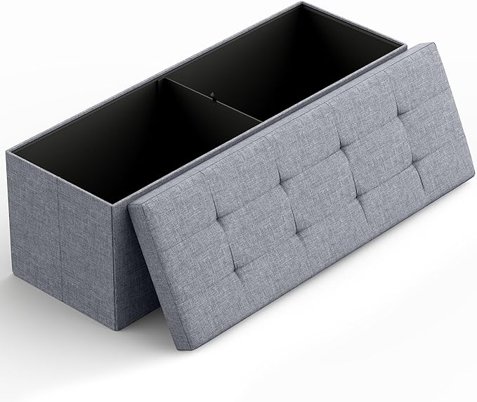 43" Folding Storage Ottoman Bench for Living Room