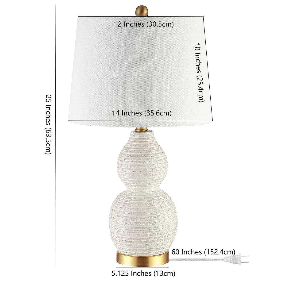 Lighting Collection Darsa White Double Gourd 25-inch Bedroom Living Room Home Office