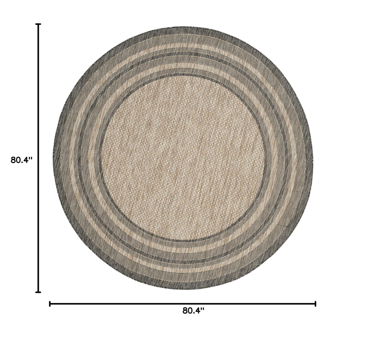 Courtyard Collection 6'7'' Round Natural / Black CY8475 Indoor/ Outdoor Patio Backyard