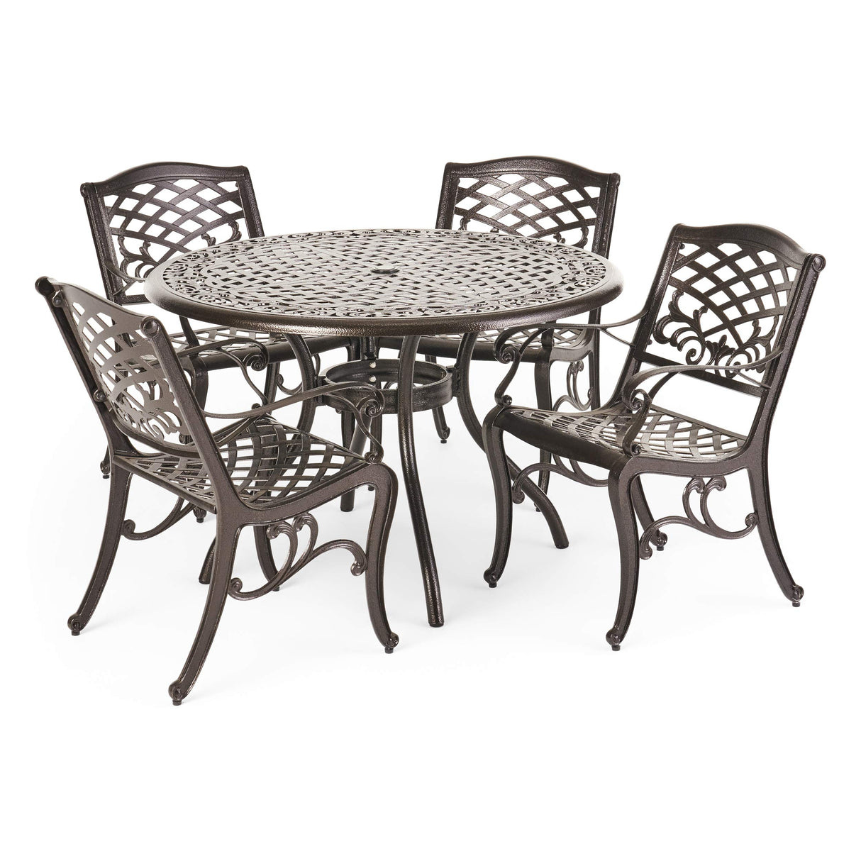 Hallandale Outdoor Cast Aluminum Dining Set for Patio or Deck