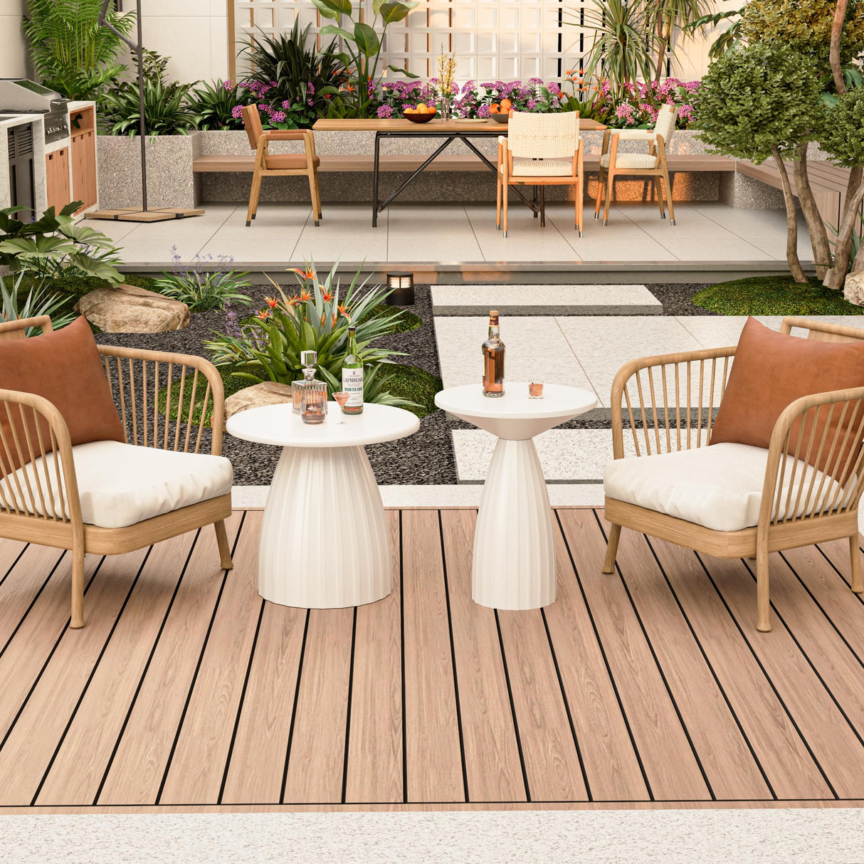 Round Small Patio Side Table, Metal Steel Outdoor Side Table, Patio Accent End Table