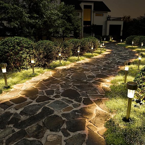 Outdoor Lights Pathway, Stainless Steel Solar Lights