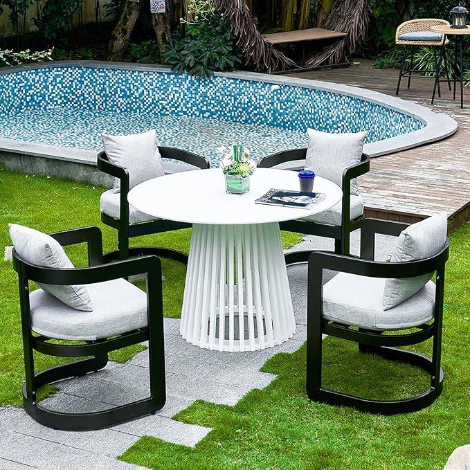 Patio Dining Chairs Set of 2, Modern Outdoor Dining Chairs with Cushions & Backrest