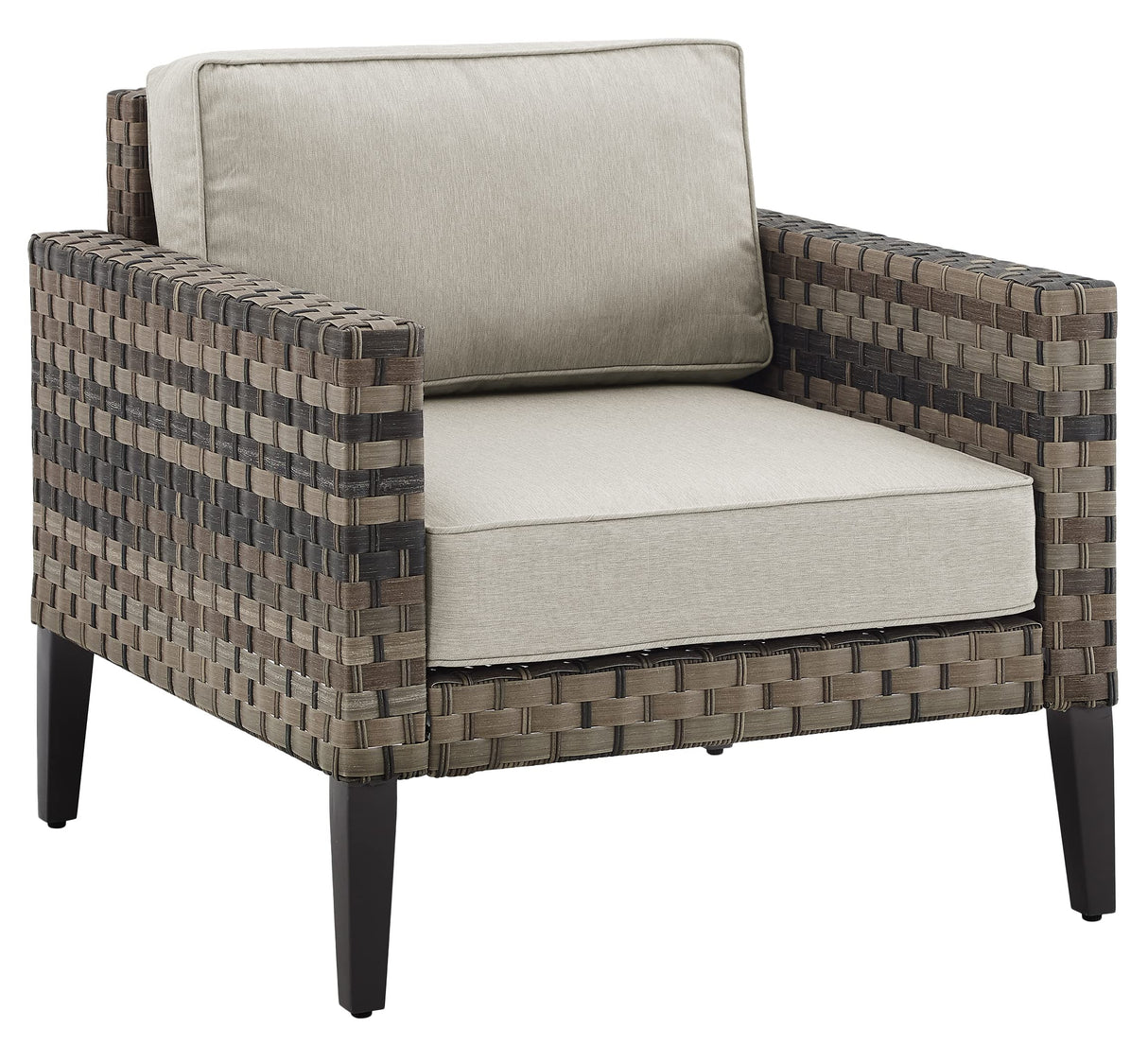 Outdoor Chair, Wicker Patio Chairs for Porch, Deck, Balcony, Backyard, Brown with Taupe Cushions
