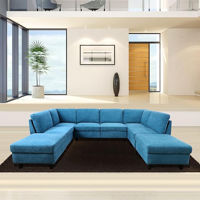 Isabel Upholstered U-Shape Modular Sectional Sofa, Brown