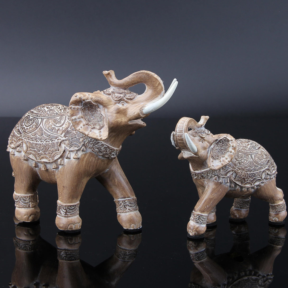 Elephant Statues Home Decor Accents - Elephant Figurines with Trunk Up Elephant