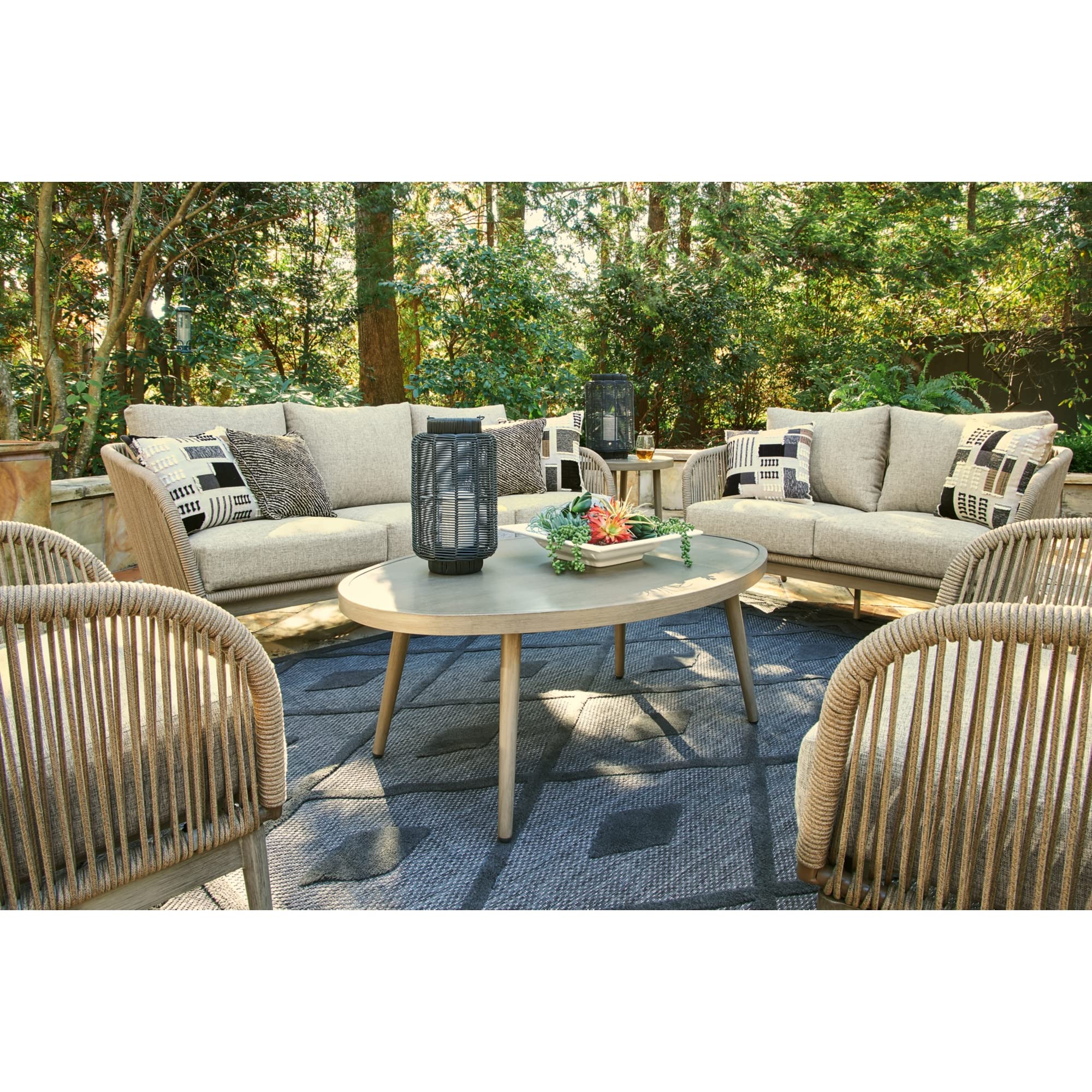 Swiss Valley Bohemian Outdoor Sofa with Cushion, Light Brown