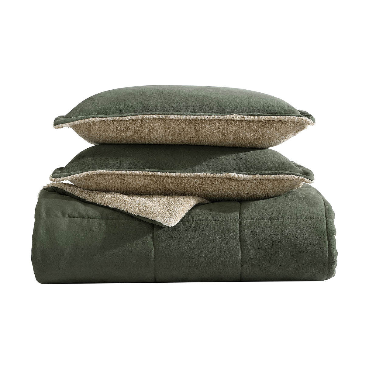 Queen Comforter Set, Soft Microsuede Bedding with Cozy Sherpa Reverse & Matching Shams