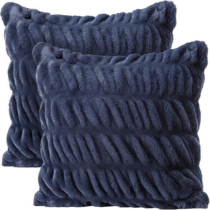 Premium Ruched Throw Pillow Covers - Plush, Faux Fur Pillow Covers - Great