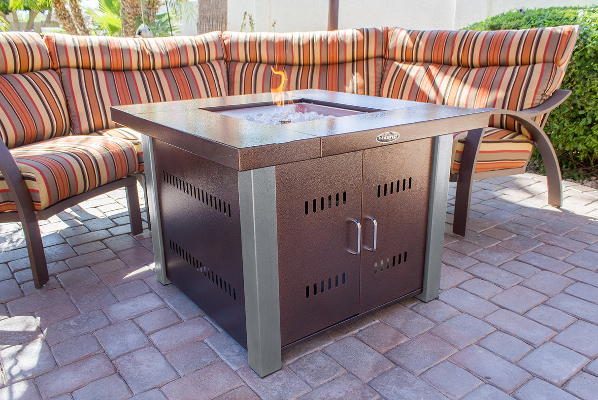 38'' Outdoor Propane Gas Fire Pit Table with Clear Fireglass, CSA certification, Two Tone Finish