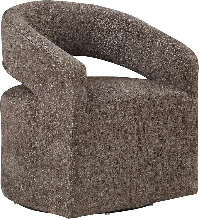 Devin Modern Upholstered Swivel Accent Barrel Chair, White