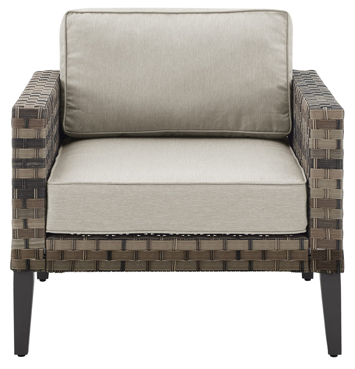 Outdoor Chair, Wicker Patio Chairs for Porch, Deck, Balcony, Backyard, Brown with Taupe Cushions