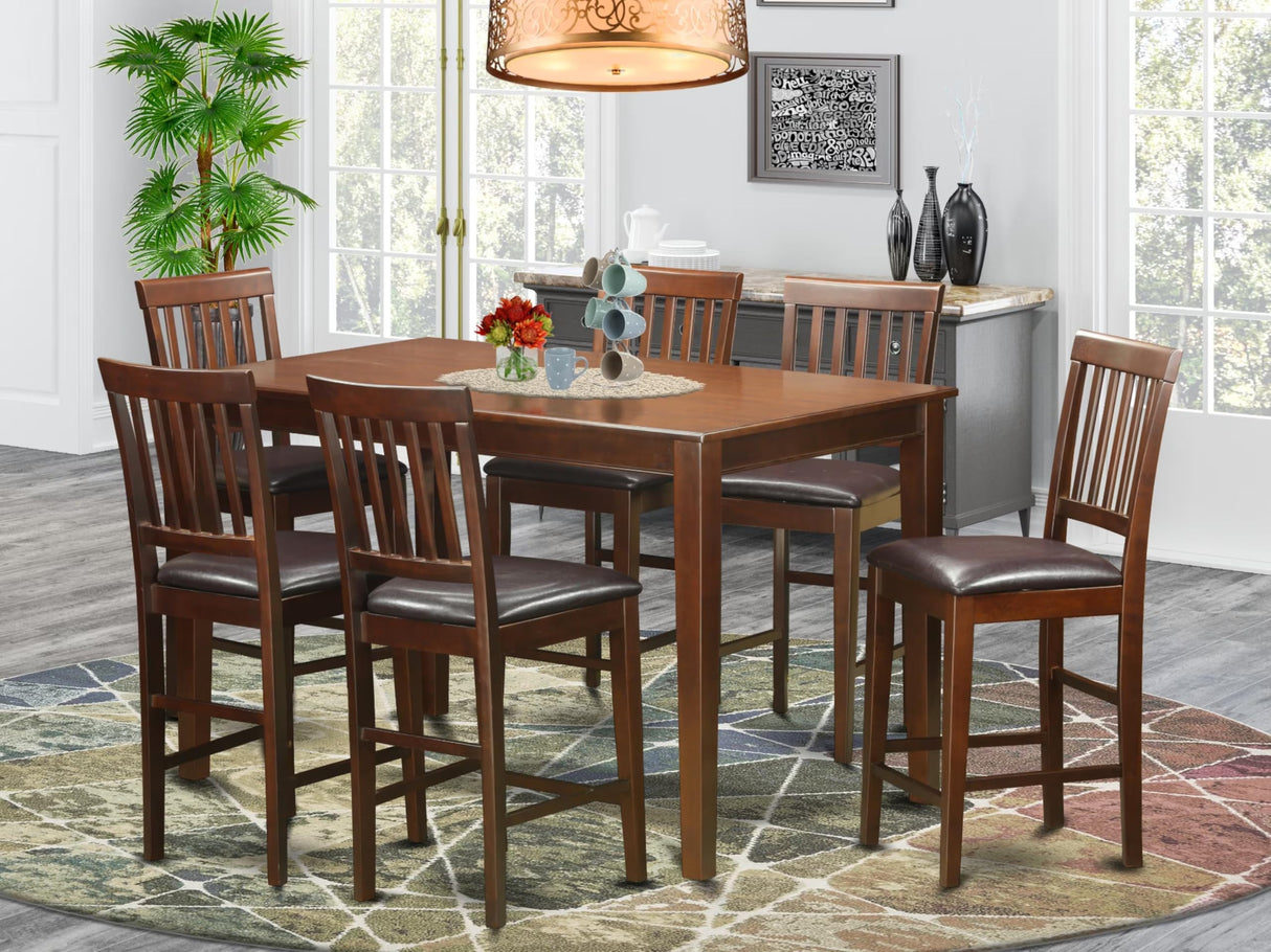 DUVN7H-MAH-LC 7 Piece Counter Height Dining Table Set Consist of a Rectangle Wooden