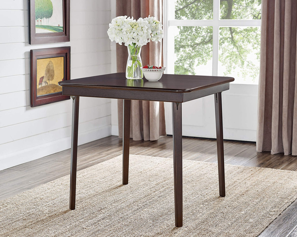 Stakmore Straight Edge Solid Wood Folding Card Table, Folds to Deep 3.38 Inches for Easy Storage,