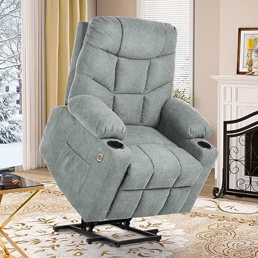 LiftEase Power Lift Recliner Chair with Massage, Heat, USB & Cup Holders