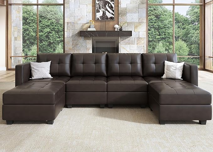 Modular Sectional Sofa with Storage Seat Convertible L Shaped Couch with Chaise Velvet 4 Seater Sofa