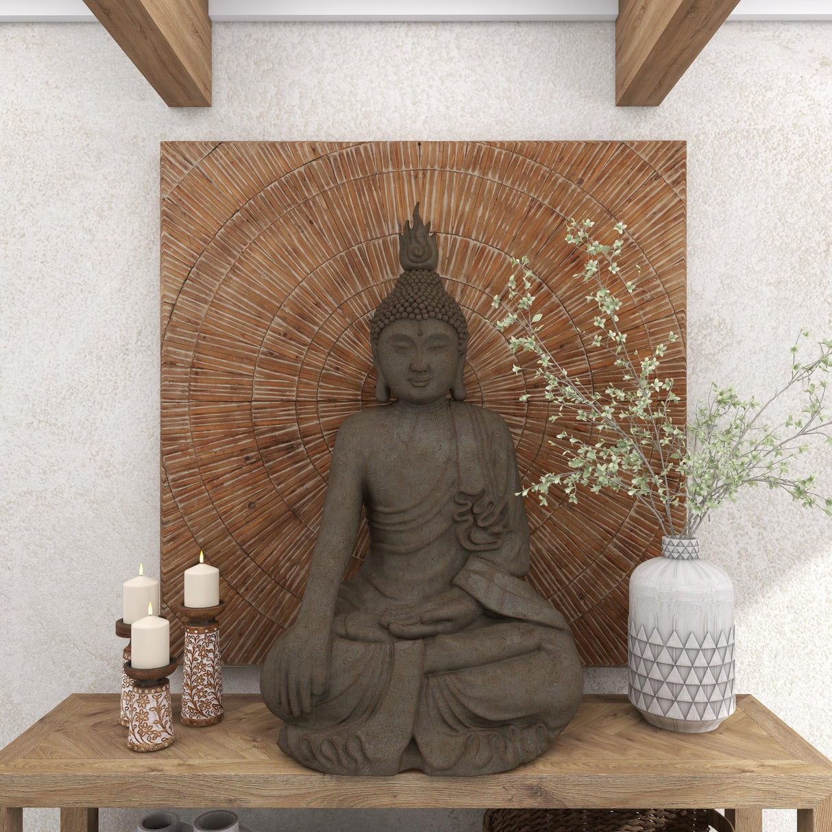 Polystone Buddha Decorative Sculpture Meditating Home Decor Statue