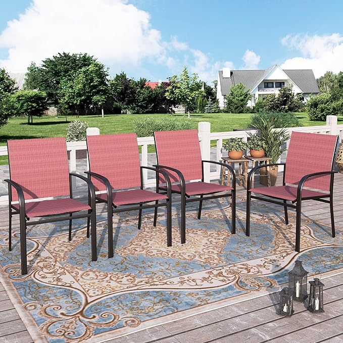 Patio Dining Chairs Set of 6, 36" Textilene Fabric Outdoor Chair