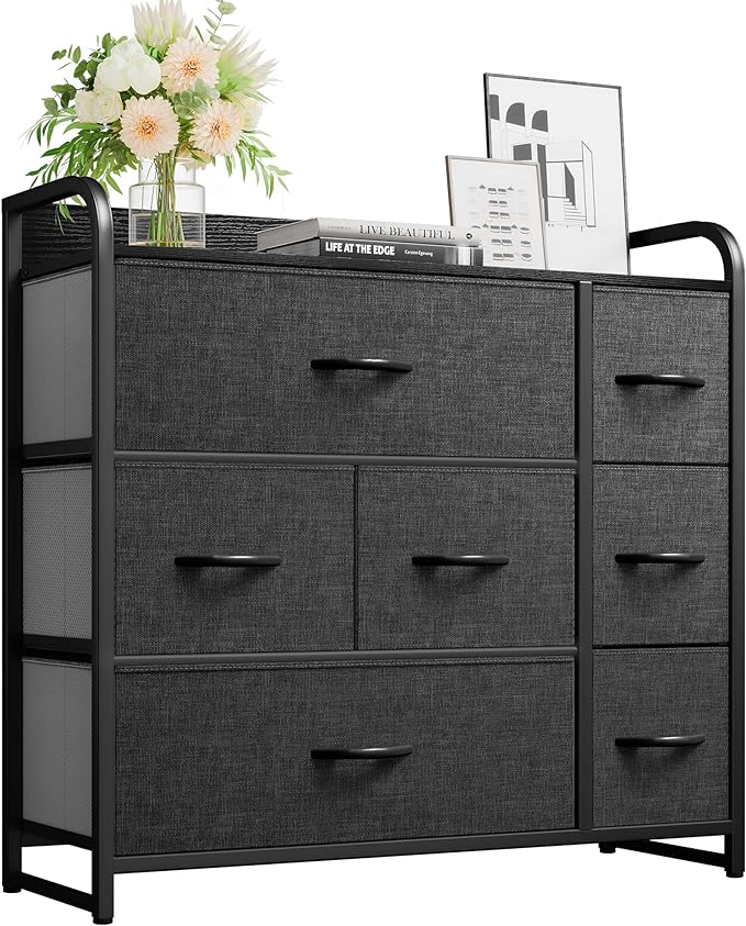 Dresser with 7 Drawers - Fabric Storage Tower