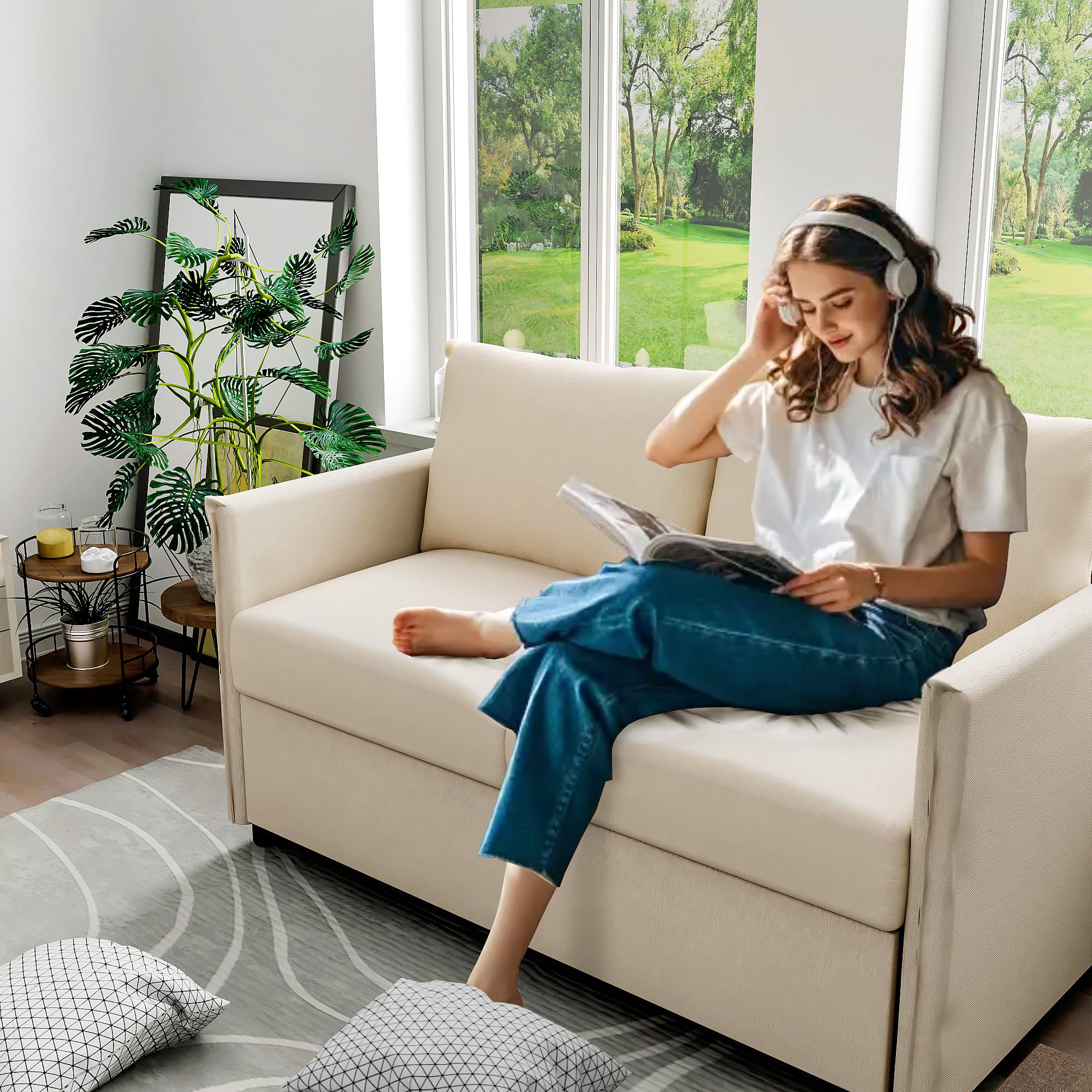 Loveseat Sofa, 52” Small Couch for Living Room, Tool-Free Setup Sofas