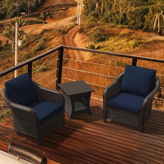 4 Pieces Outdoor Patio Conversation Furniture Set - 55" PE Rattan Sofa | Coffee Table