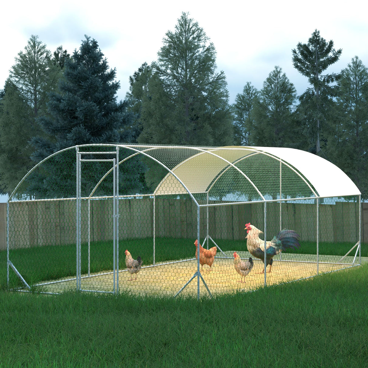 FarmGuard XL Walk-In Chicken Coop – Large Metal Run with UV Cover & Predator Mesh