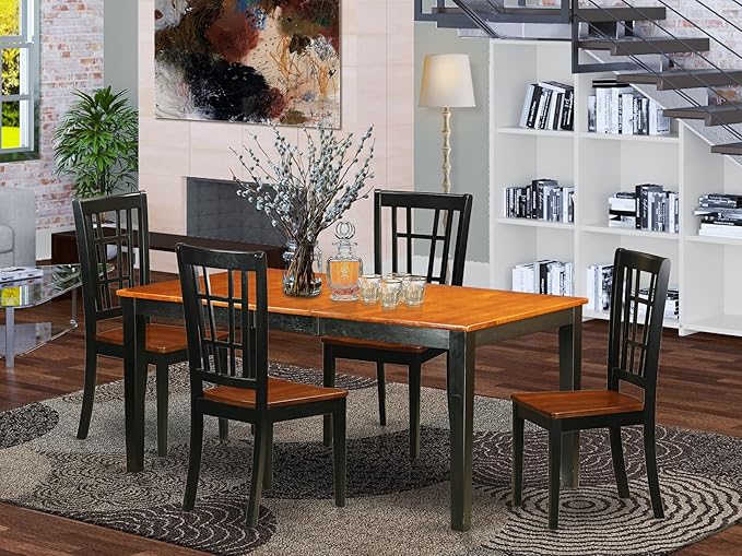 NICO7-BLK-W 7 Piece Kitchen Table Set Consist of a Rectangle Dining Table
