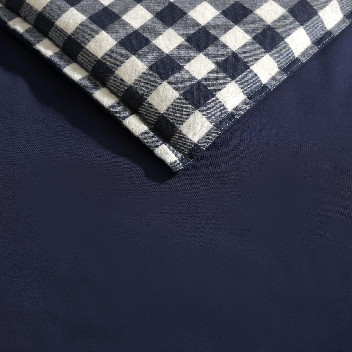 King Comforter Set, Reversible Cotton Bedding with Matching Shams, Pre-Washed for Added Softness (Kingston Navy, King)