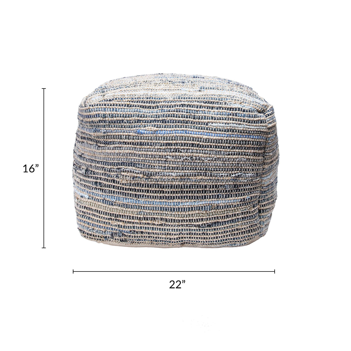 Knitted Casual Denim and Jute Ottoman Pouf
