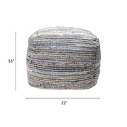 Knitted Casual Denim and Jute Ottoman Pouf