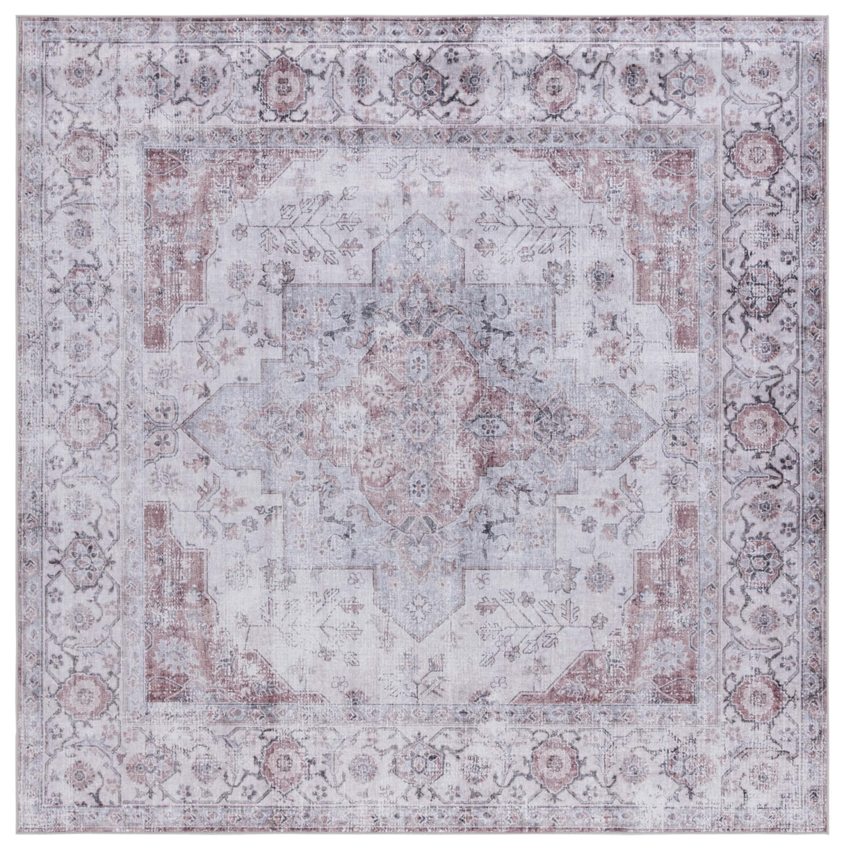 Tucson Collection Area Rug - 6' Square, Beige & Light Sage