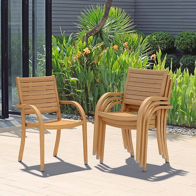 11 Piece Rectangular Patio Dining Set | Teak Finish | Ideal for Outdoors and Indoors