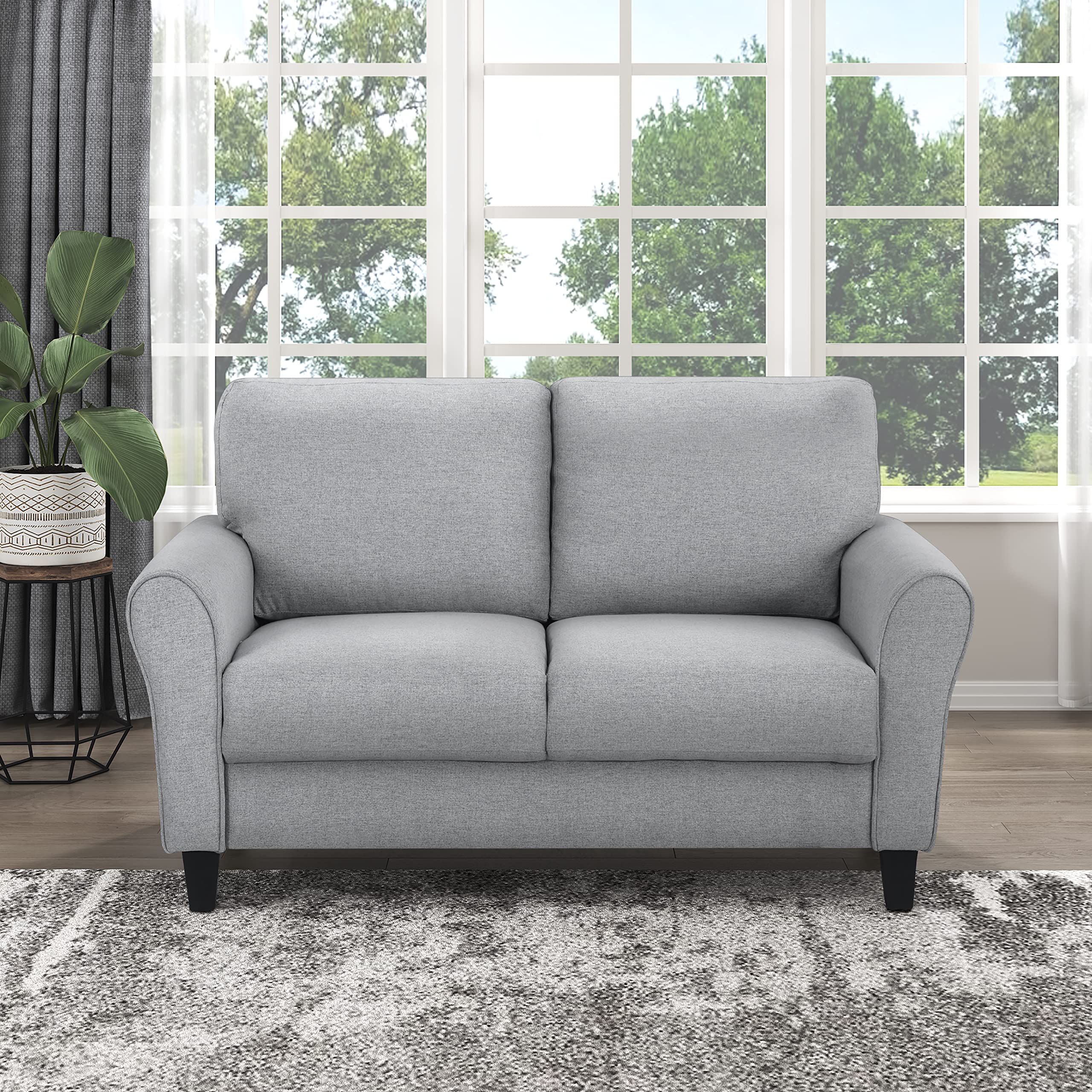 Eloise Living Room Loveseat, Dark Gray