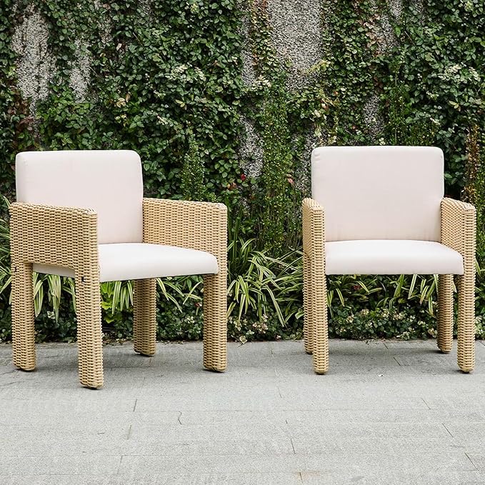 Outdoor Dining Chairs Set of 4, Upholstered Dining Chairs with Sturdy Metal Frame