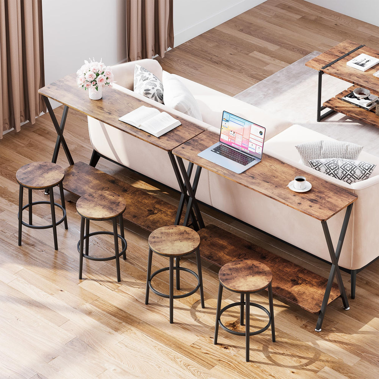 Small Entryway Table, Narrow Hallway Table, 2-Tier Industrial Display Table