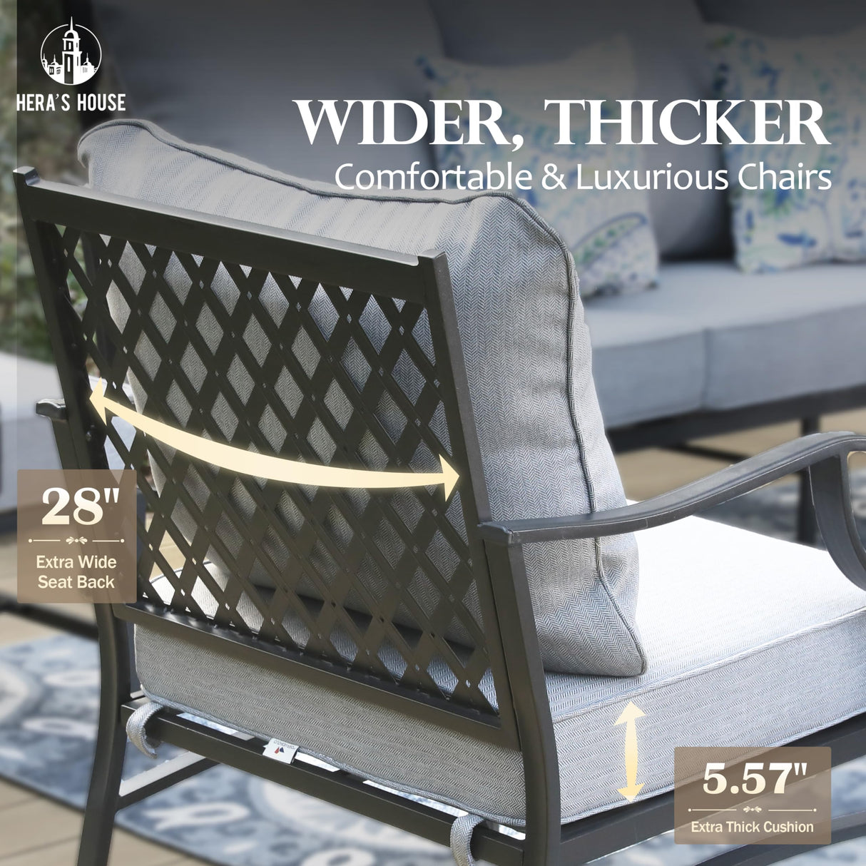 7 Piece Patio Furniture Set, 2 x Rocking Chair, 2 x Fixed Chair, 2 x Ottoman, 1 x 3-Seat Sofa