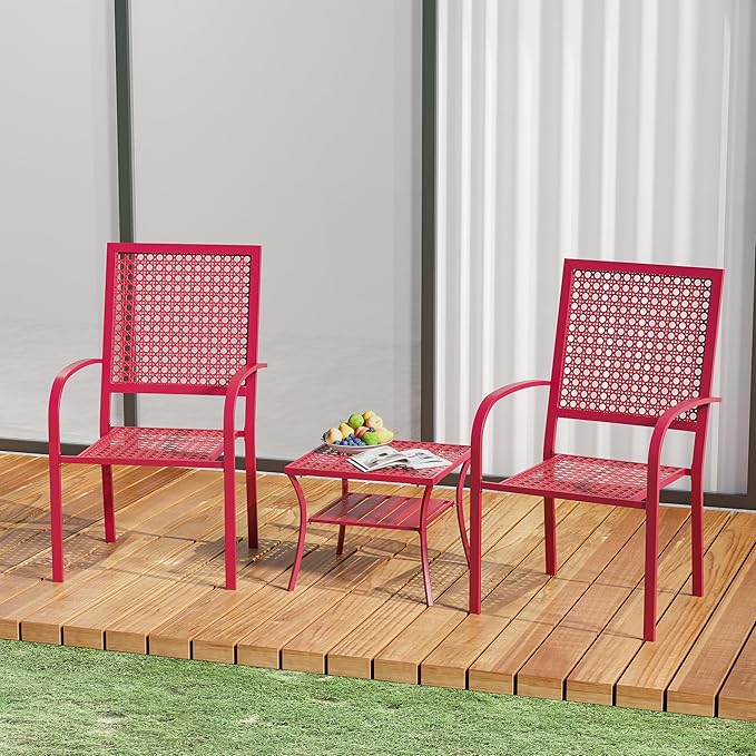 3 Pieces Patio Bistro Set, Outdoor Patio Furniture Set, Modern Patio Chairs with Table