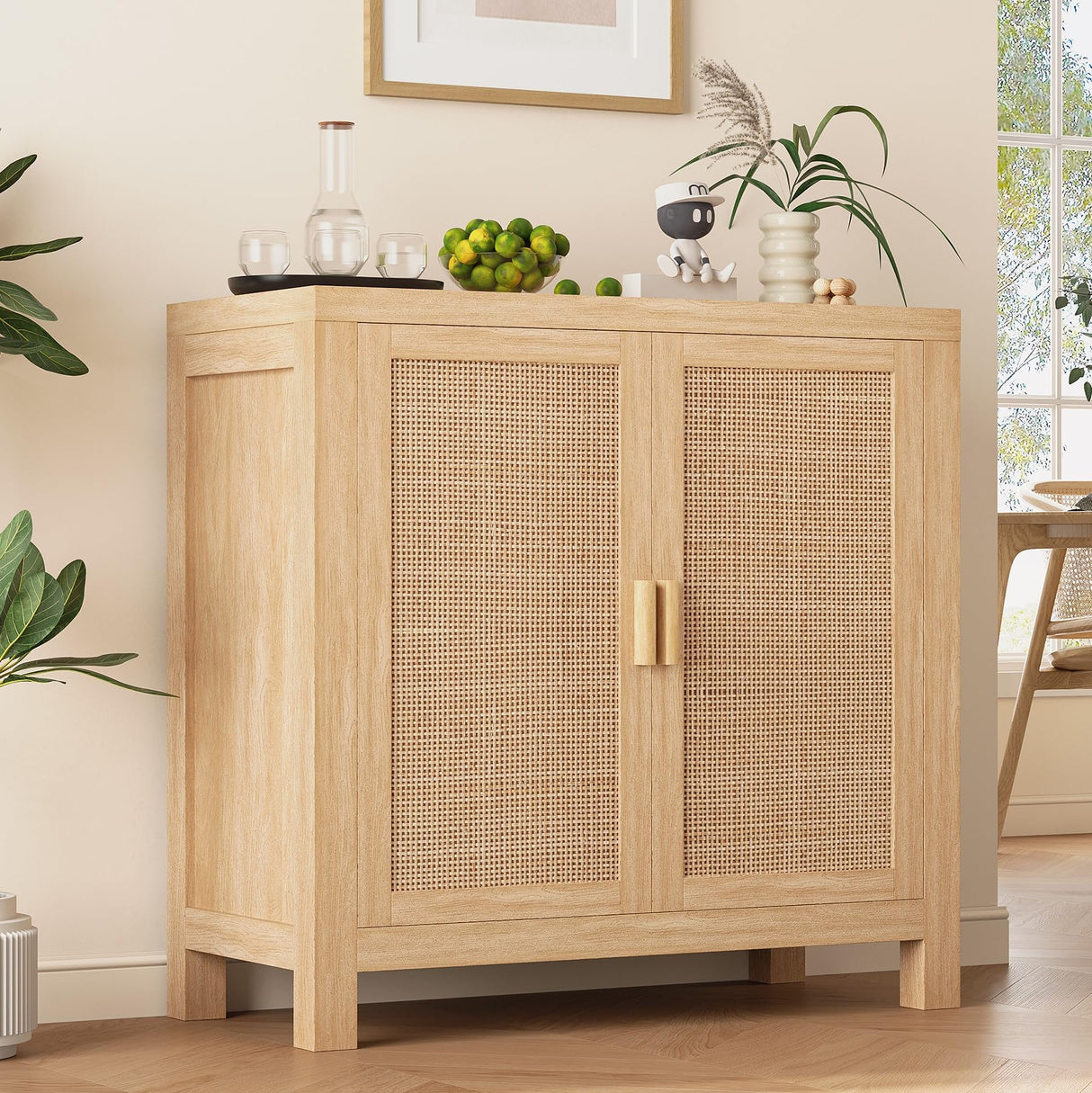 Buffet Cabinet with Storage, Rattan Cabinet, Sideboard Cabinet, Buffet Cabinet